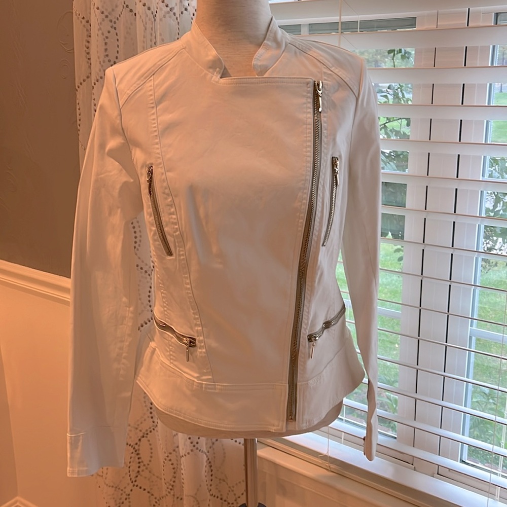 White House Black Market Coated Moto Jacket.